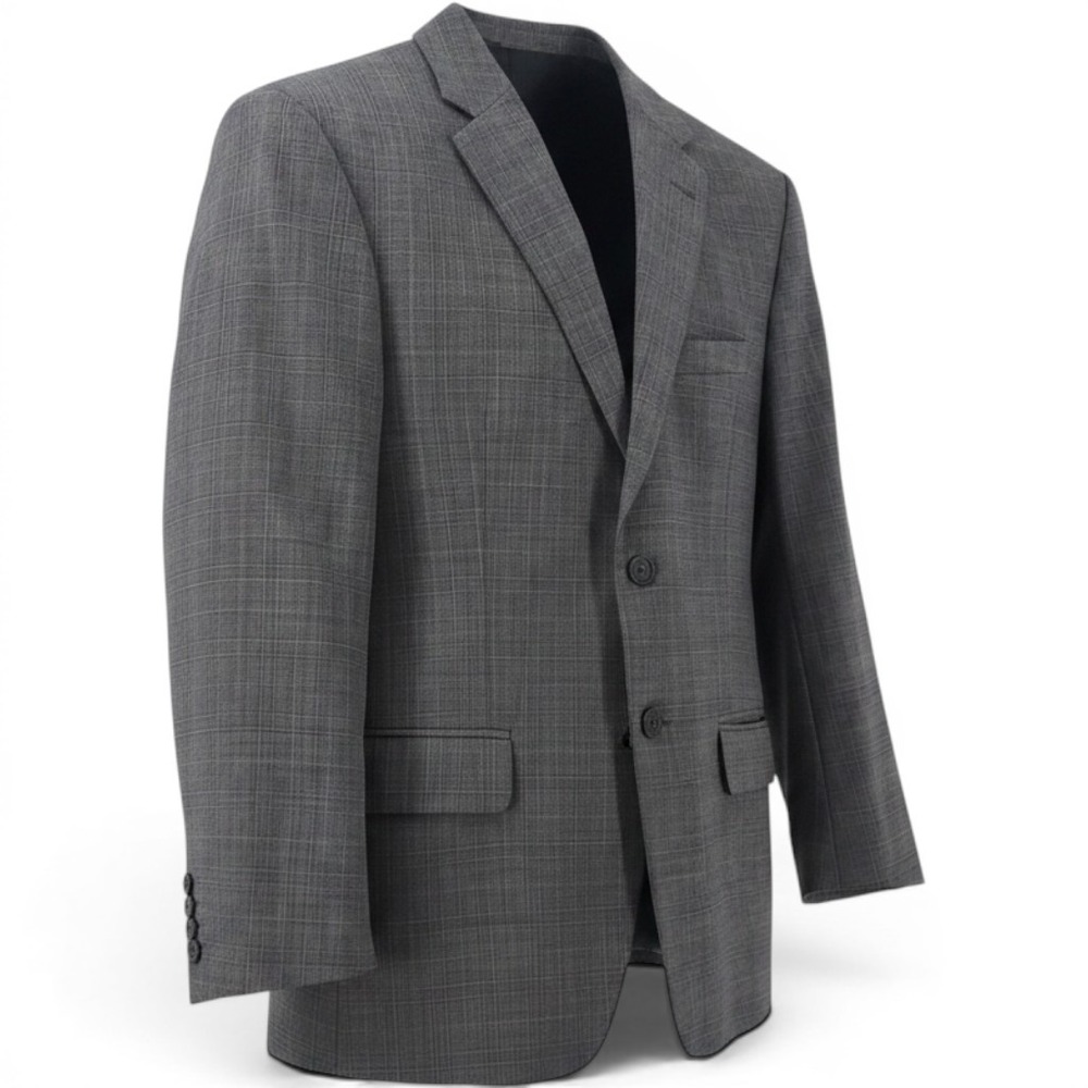 Jos. A. Bank Blazer Mens 42R Gray Traveler's Collection Tailored Fit Glen Plaid